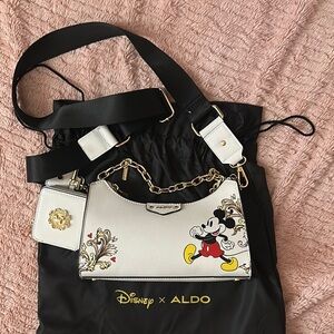 Aldo Black and White Crossbody Bag with Graphic Design